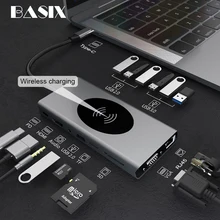 USB C HUB Type C to USB 3.0 HUB HDMI-compatible for MacBook Pro Huawei Mate 30 USB-C Splitter Type C HUB phone wireless Charger