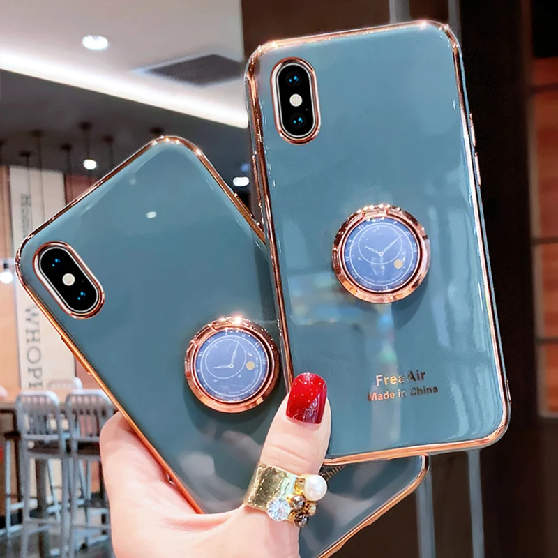 Женское розовое металлическое кольцо держатель мобильного телефона Магнитный