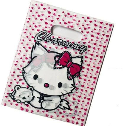 Lovely kitten Герметичность 15*20 см 50 шт. свадебные подарки бутик подарки упаковка для покупок пластиковая ручка сумки ювелирные изделия пластиковая упаковка сумки для хранения - Цвет: Lovely kitten