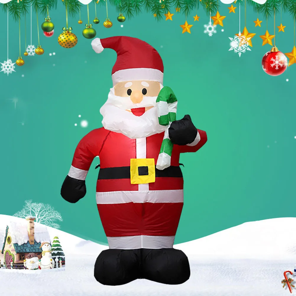 

Christmas Inflatable Model Santa Claus Holding Candy Cane with Light Christmas Party Prop for Kids Gift Supplies