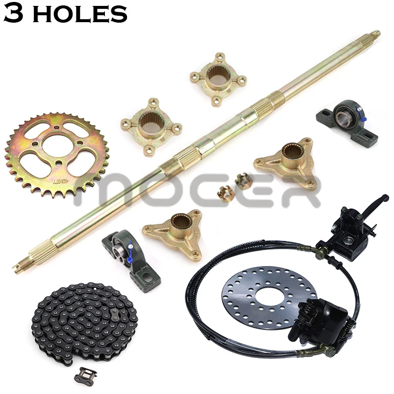 610mm 650mm 710mm 740mm M8*3 Heavy Wheel Hub Rear Axle Assy With 428# 37T Sprocket 160mm Disc Brake With 140L chain Parts