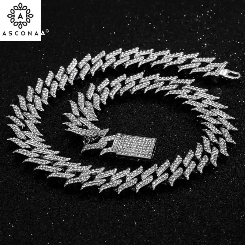 

Hip Hop Necklace Thorns Spikeds Cuban Chain Rapper Fashion Design Shiny Jewelry Gift