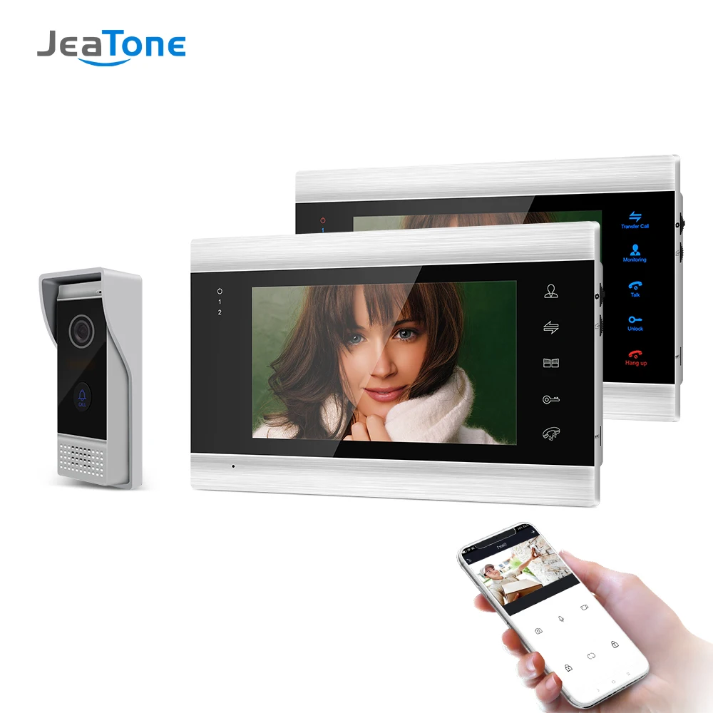 Jeatone 7 дюймовый беспроводной Wi Fi умный IP видеодомофон система внутренней связи с 2