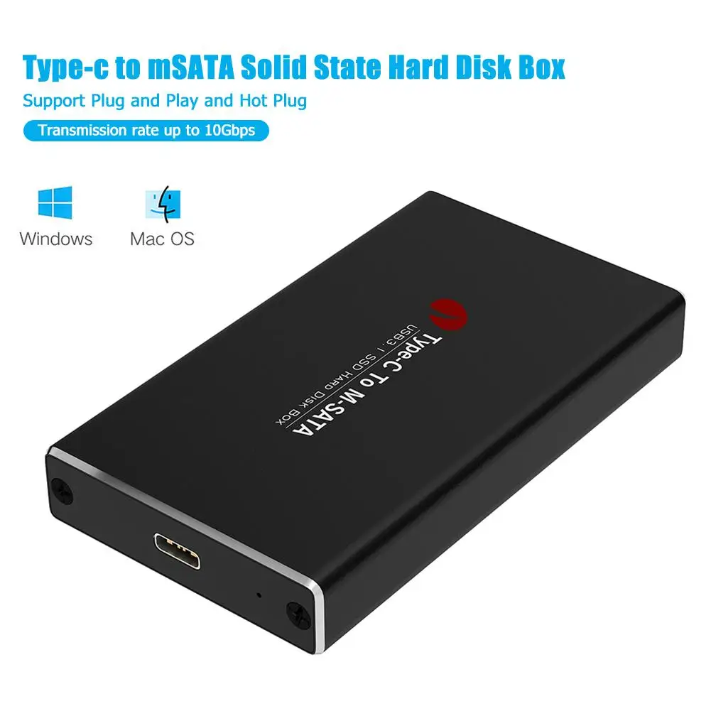 

USB3.1 Type C to MSATA to USB 3.0 SSD Enclosure MSATA SSD Case Hard Disk Box Enclosure 10Gbps External Mobile Case Cable