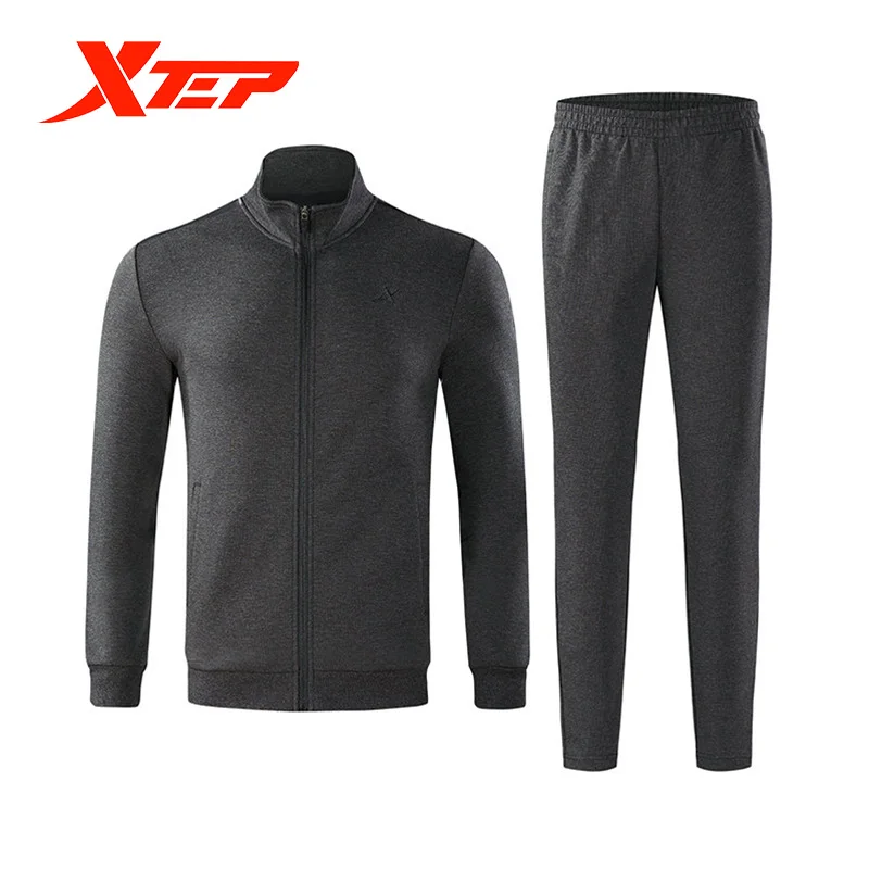 Xtep 2 шт./компл. Мужская спортивная одежда зима весна сохраняющая тепло толстовка