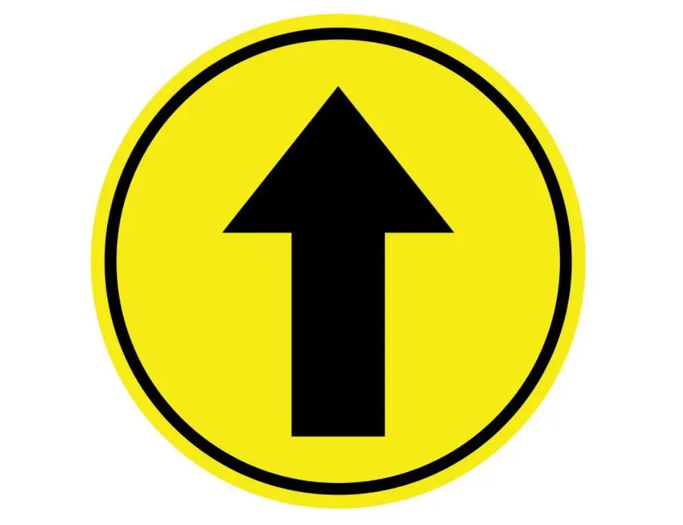 

12â€ Pre-printed Floor Decal with Directional Arrow Symbol, Non-slip Surface - Circle