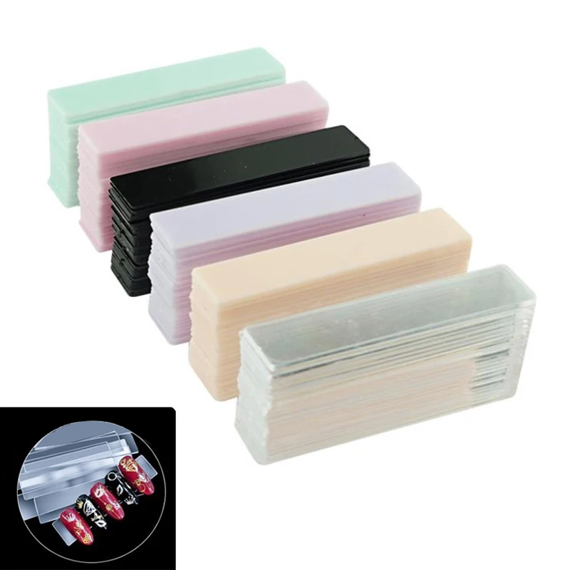 

48pcs False Nail Display Show Stand Clear Rectangle Holder Strip Practice Tool