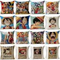 one piece cushion cover linen 4545 cm anime wanted order pillow cover for living room waist decorative pillow case pillowcase