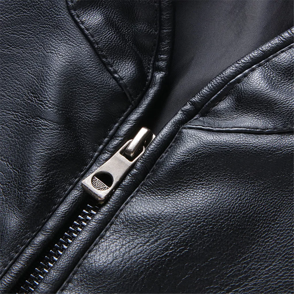 

Men's Leather Jacket jaqueta Streetwear Autumn Winter New Retro Solid Collar Jacket Pure Long Sleeved Coat Bomber Party Jacket