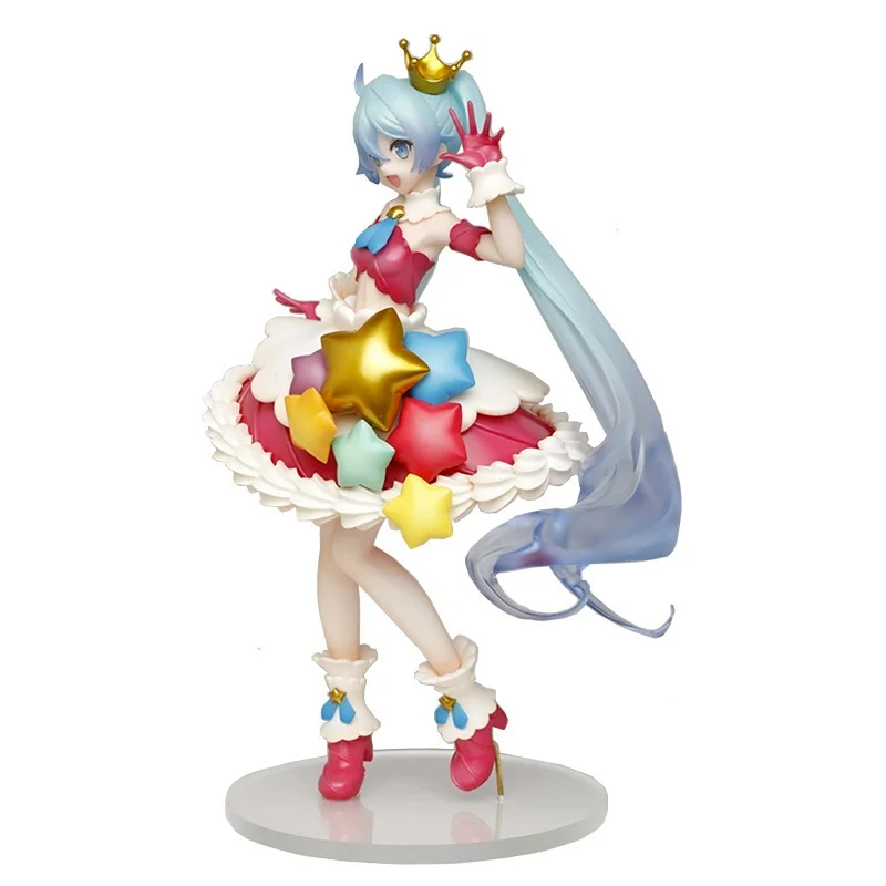 

18cm Anime Model Hatsune Miku Birthday Cake Crown Dress Action Figure PVC Doll Toy Decoration Gift Exquisite Box Christmas Gift