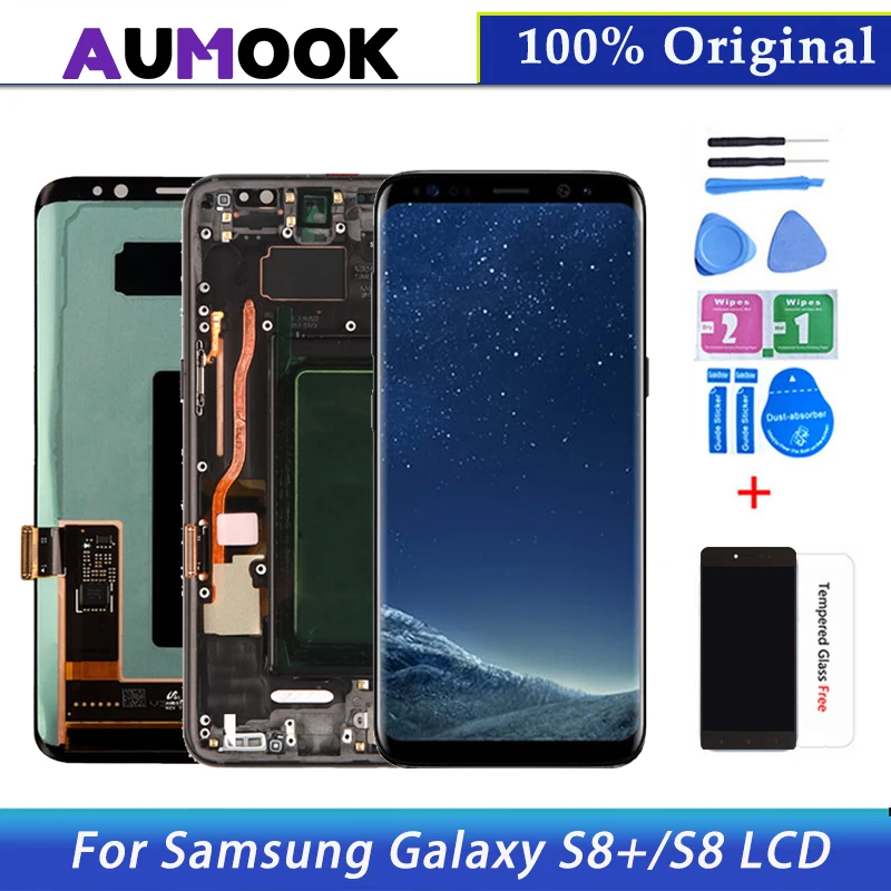 

100% Оригинальный Super AMOLED ЖК-дисплей сенсорный экран дигитайзер для Samsung Galaxy S8 G950 G950F S8 Plus G955 G955F запасные части