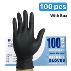 100 шт., многоразовые черные нитриловые перчатки