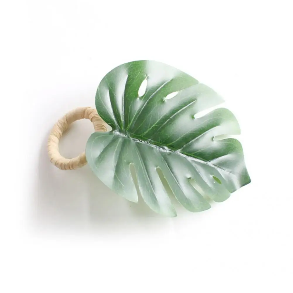 

Green 6Pcs/Set Modern Delicate Turtle Leaf Napkin Holder PP Napkin Buckle Tropical Style for Wedding