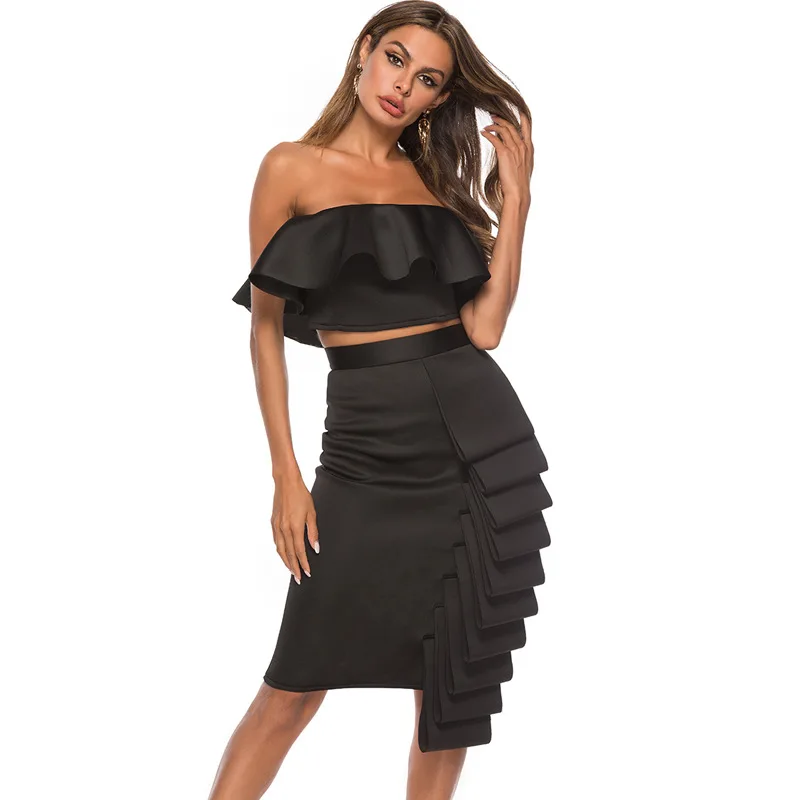 Высокое качество Женский комплект из 2 предметов сексуальное платье с открытыми