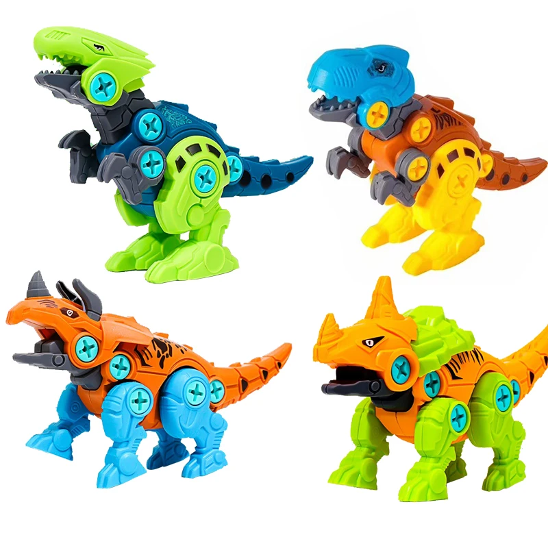 

4 Pcs DIY Dinosaur Assembly Screwing Blocks Tyrannosaurus Building Construction High Quality Toys Animal Figurines For Children