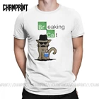Мужские белые футболки с надписью Breaking Cat Breaking Bad Walter Heisenberg, одежда из чистого хлопка, футболки для отдыха с короткими рукавами и круглым вырезом