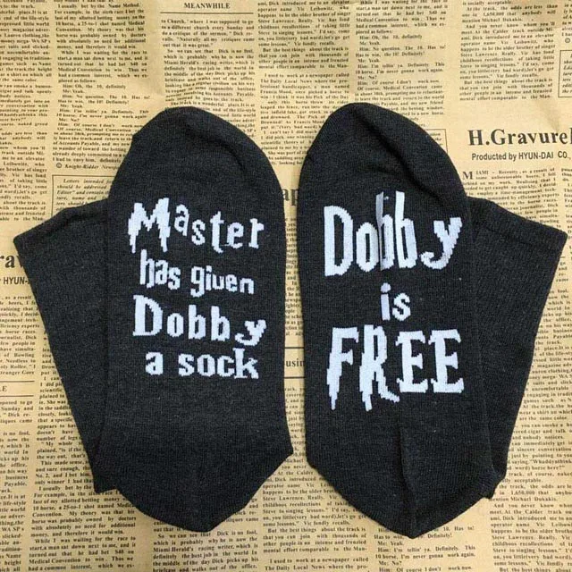 Dobby is free 9 Изготовленные на заказ винные носки, если вы можете прочесть это, приносите мне бокал вина осень весна зима Хэллоуин Рождественский носок для подарков Прямая поставка - Цвет: Dobby is free 9