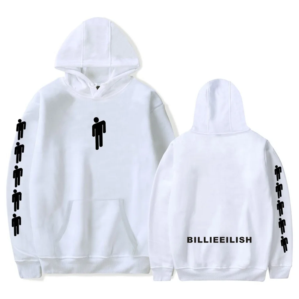 white ren ou Billie Eilish Толстовка Мужская Черная Толстовка пара Billie Eilish Толстовка простая сохраняющая тепло Женская толстовка одежда - Цвет: white ren ou