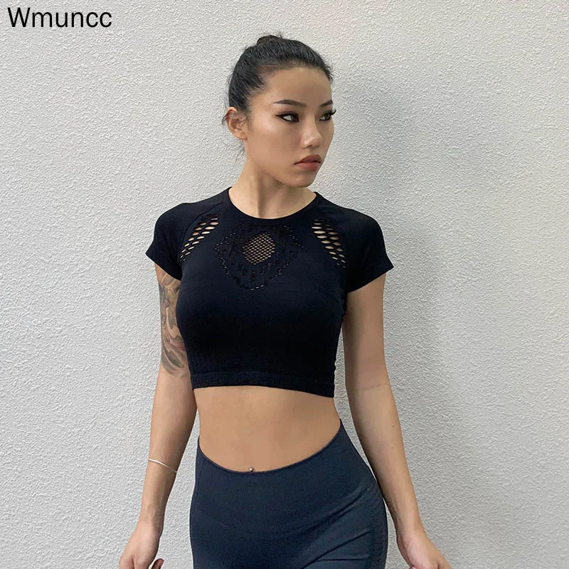 Wmuncc Enery бесшовный укороченный Топ для женщин рубашка йоги фитнеса тренировок