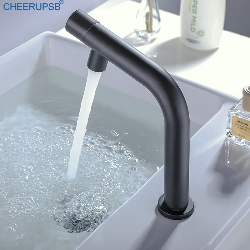 Смеситель для раковины в ванную комнату однорычажный кран черного цвета