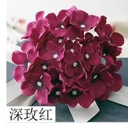 Dark hot pink Искусственные цветы гортензии головы фон Сделай Сам стены арки шелковые с цветами, для украшения дома свадебные цветы - Цвет: Dark hot pink