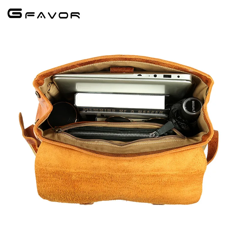

Backpack men's Leather Men's bag college style student's backpack top layer leather men's backpack