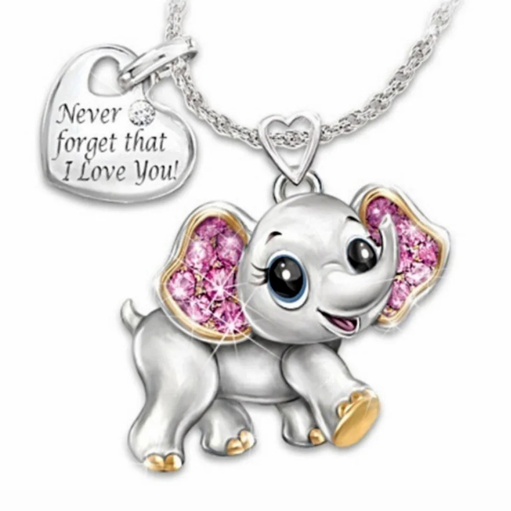 Цепочка с подвеской в виде слона и сердца Я тебя люблю | Украшения аксессуары