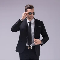 mens single button suit lapel groom wedding fashion slim 2 piece jacket pants casual business dress s for male