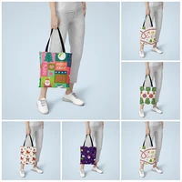 canvas tote bag christmas eco shopper bag daily use foldable handbag print canvas tote for women female large capacity bag