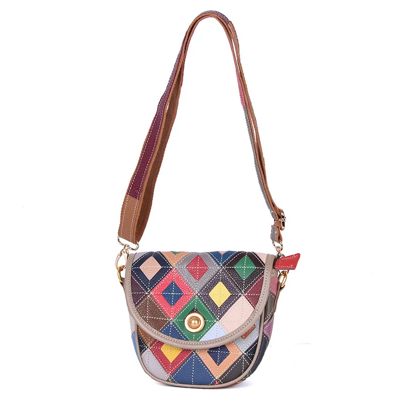 

Genuine Leather Women's Shoulder Mini Bag Collision Color Fashion Oblique Bag Manufacturers Wholesale Crossbody Bag