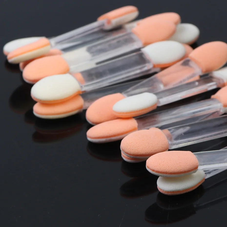 10 шт./компл. ногтей Блеск порошок щетки губки палочки Двусторонняя тени для век