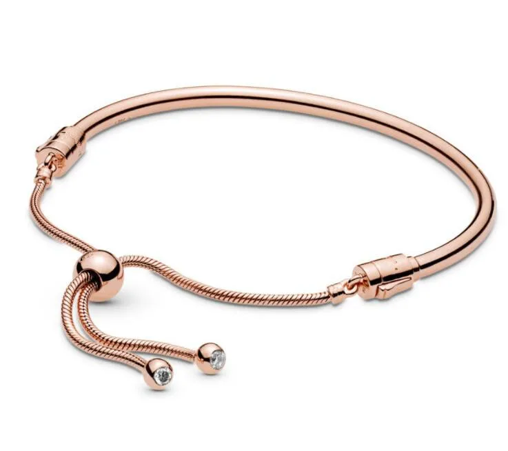 925 пробы серебряный браслет Moments Pan Rose Sliding Bang браслет с цепочкой в виде змеи браслет с подвеской из бисера женские ювелирные изделия