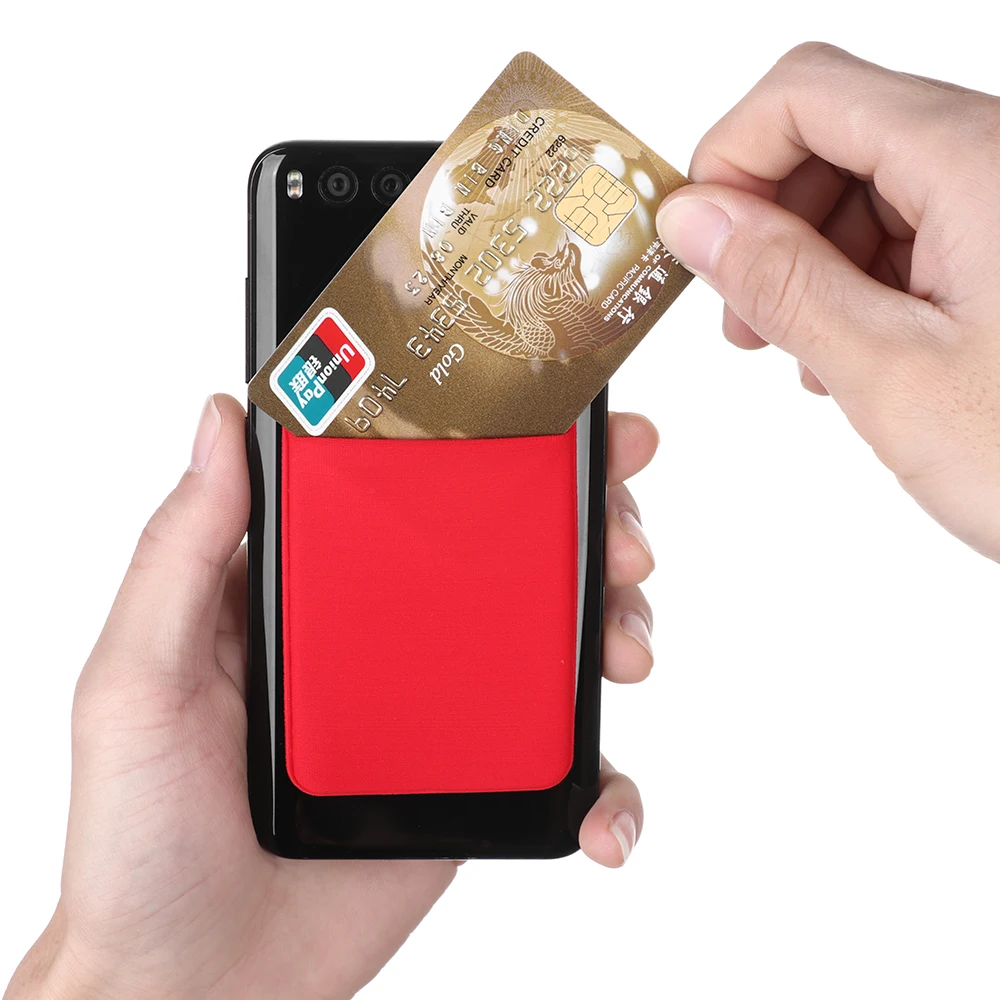 elastic universal cellphone wallet case lycra card holder credit id card holder pocket fashion self adhesive sticker card bag free global shipping
