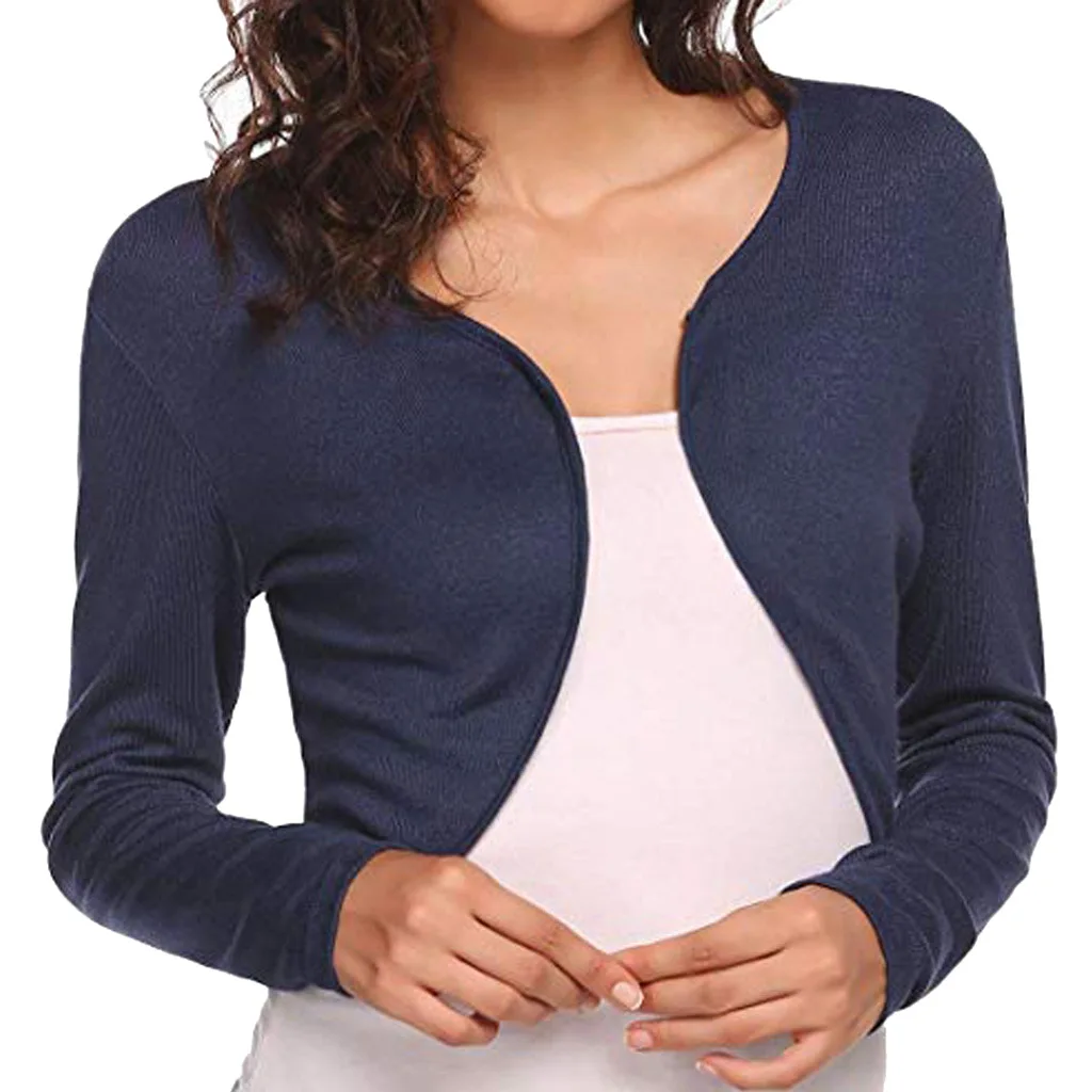 Вязаный свитер WEPBEL болеро Модный женский Укороченный трикотажный кардиган с