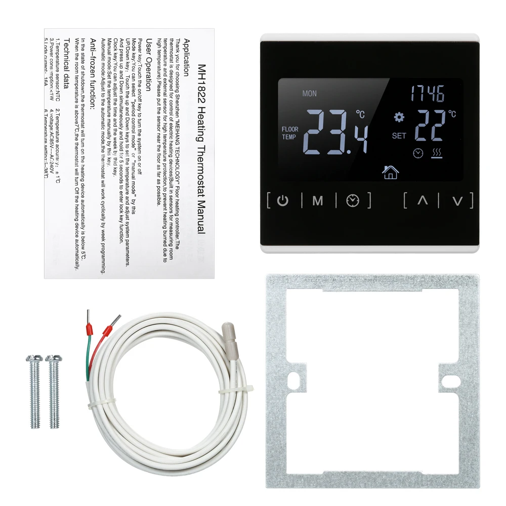 

Multifunctional LCD Touched Screen Intelligent Thermostat Electric Floor Heating Thermostat Home Temperature Controller