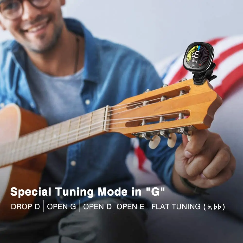 

2021 New Cherub Rechargeable Guitar Tuner Clip on Tuner LCD for Chromatic Tuning Guitar Violin Ukulele Guitar Accessories
