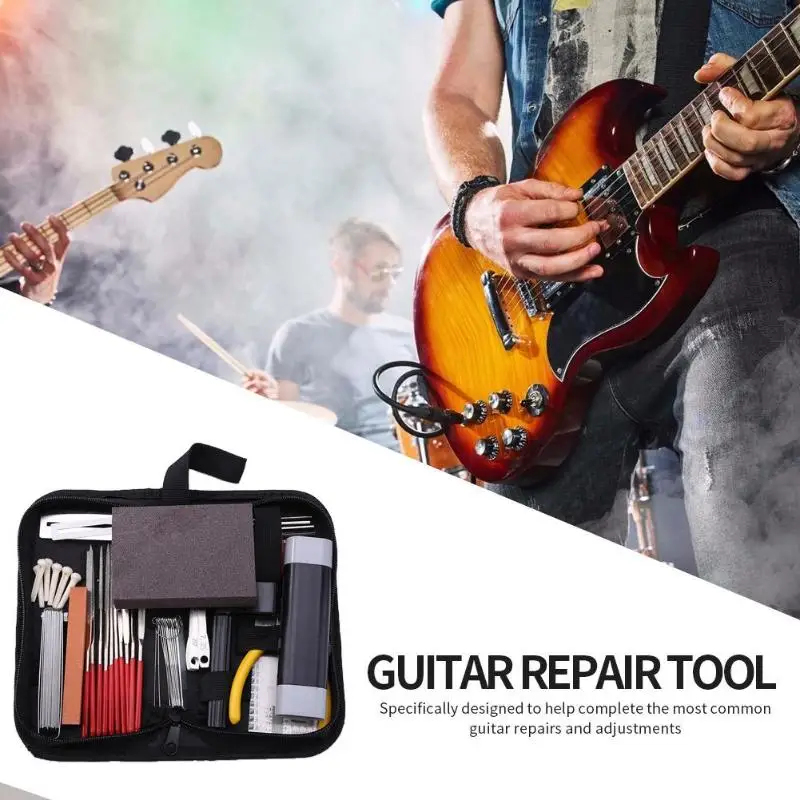 professionelle gitarre pflege werkzeug reparatur wartung tech kit set gitarren reparatur werkzeug set akustische elektrische bass gitarre werkzeuge ki