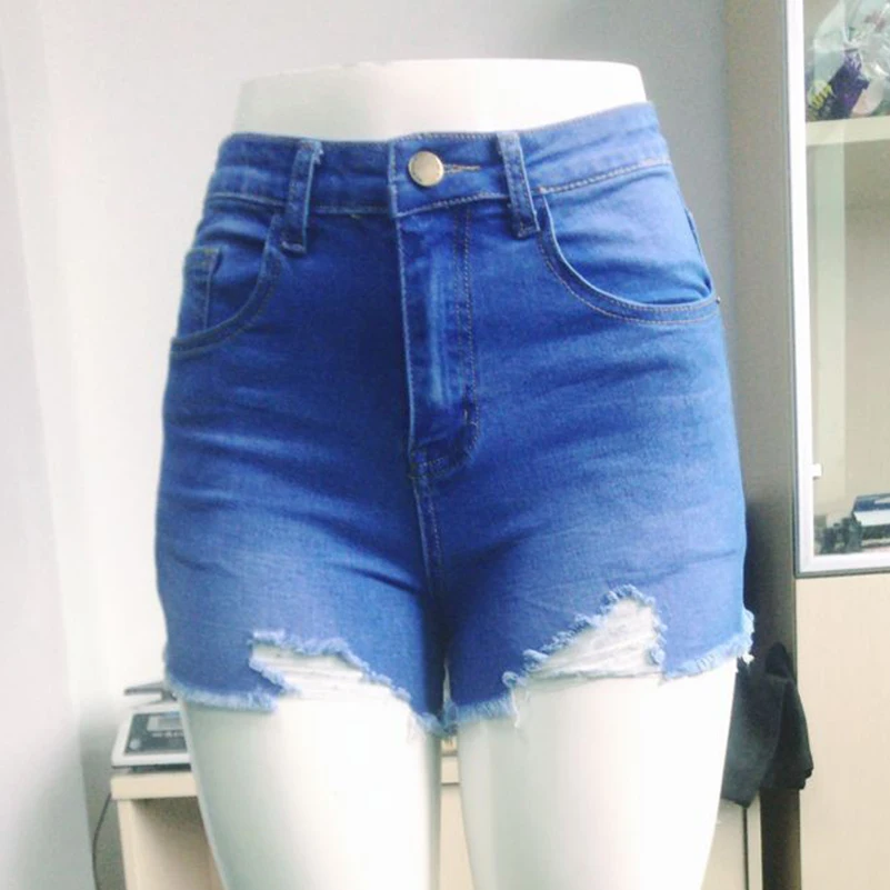 

Hole Denim Shorts Style High Waist Ripped Slim 2020 Summer Jeans Clothing Casual Women Blue Girls Fashion Cotton Pants Sexy New