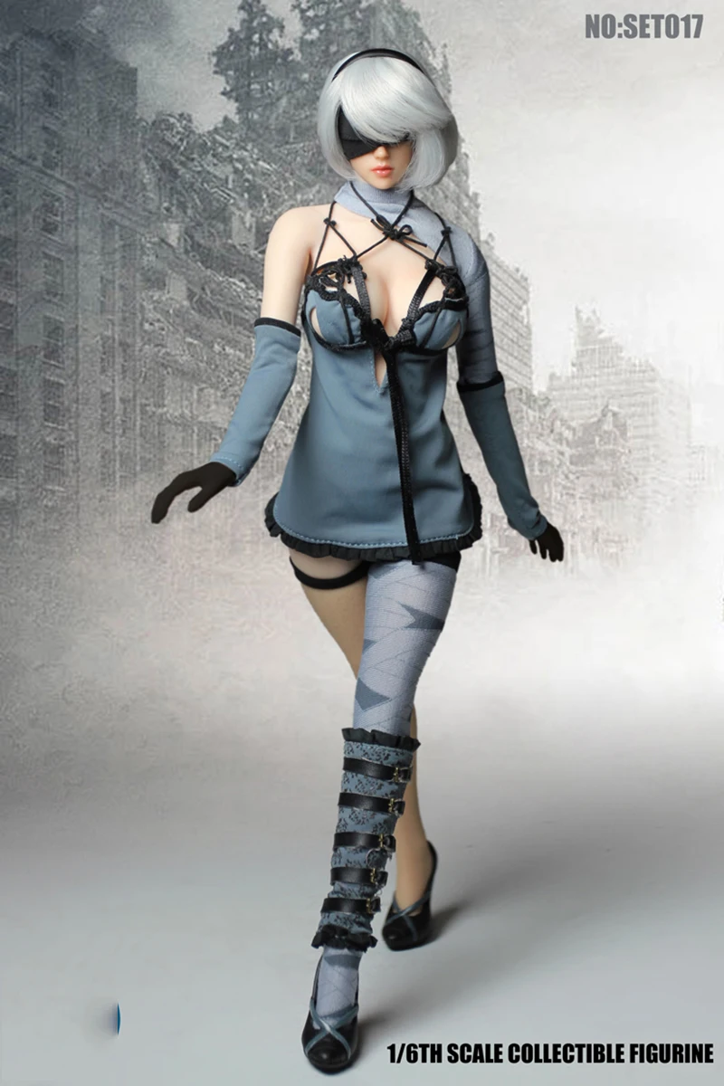 Сексуальные PS4 игры 1/6 NieR Automata 2B YoRHa No. 2 Тип B Девушка с головой лепки и Одежда