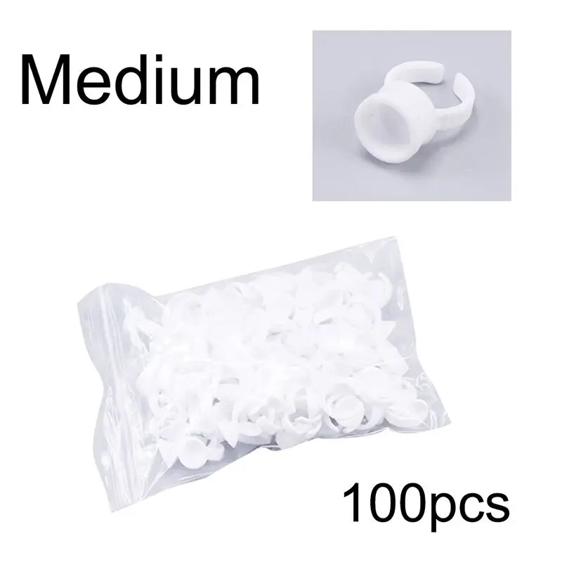 100pcs Eyelashes Extension Adhesive Glue Holder Palette Disposal Tattoo Pigment Holder Ring With Grid Makeup Cosmrtics Tool