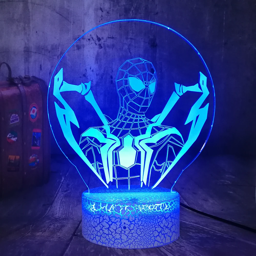 Прикольный Marvel Мстители Человек паук подарок фанов 3D человек детский ночник для