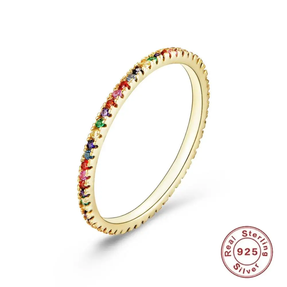 

CCFJOYAS европейские и американские 925 Серебряные радужные/белые/розово-красные/синие циркониевые кольца модные простые обручальные кольца