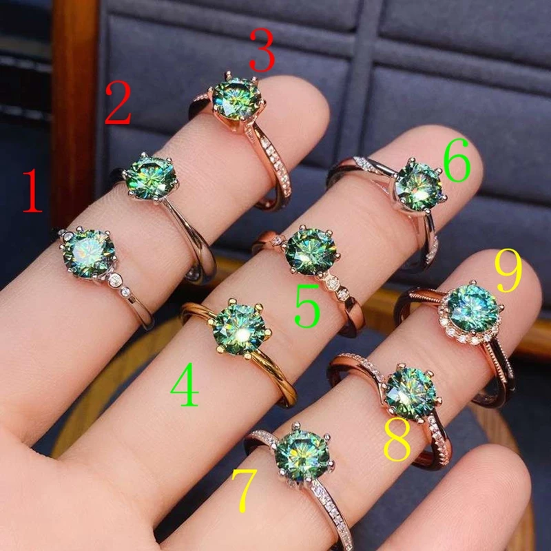 2021 Новый хрустящий зеленый Муассанит кольцо для женщин ювелирные изделия