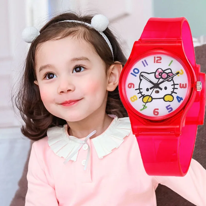 Детские часы Hello Kitty для девочек детские силиконовые кварцевые Relogio Infantil Feminino