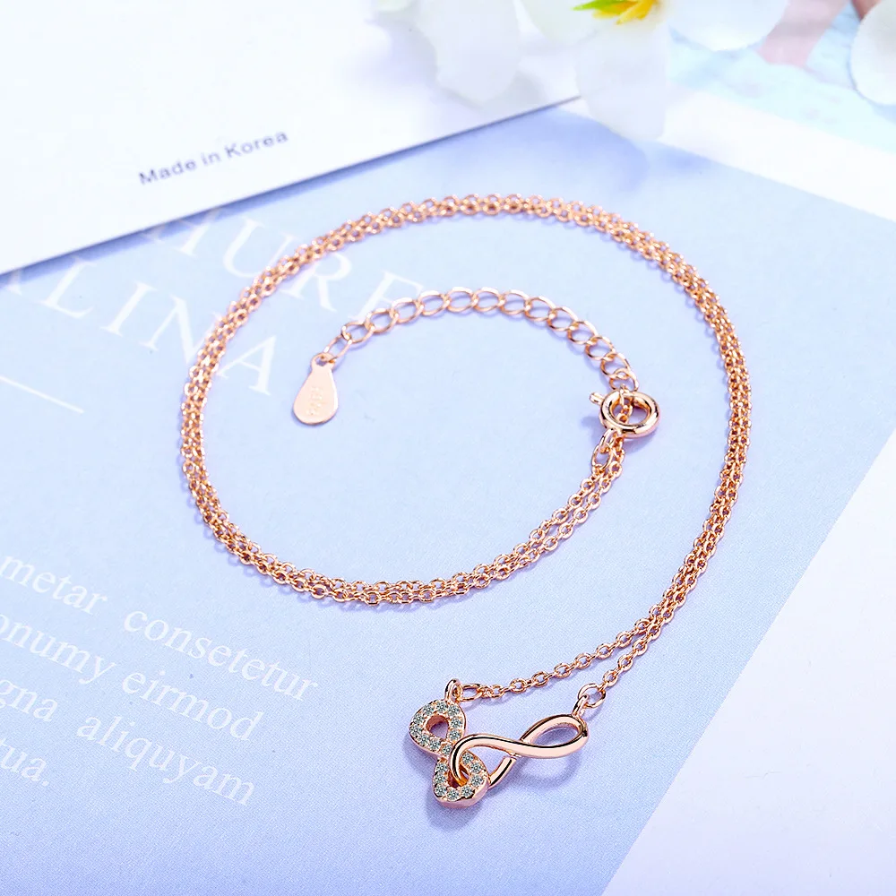 

8 Cross Rose Gold 925 Sterling Silver Trendy Pendant Chain Necklace For Women Zircon Girl Necklace Anniversary Fine Jewelry