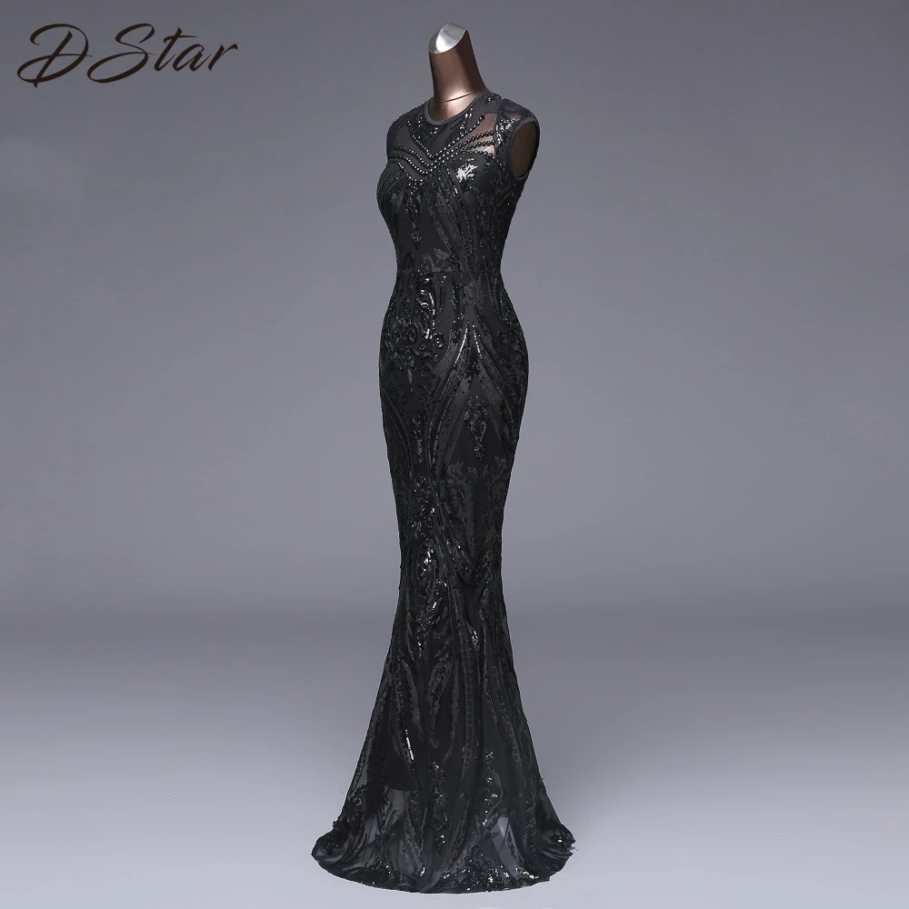Новый Стиль Элегантное длинное черное платье с блестками vestido de festa сексуальное