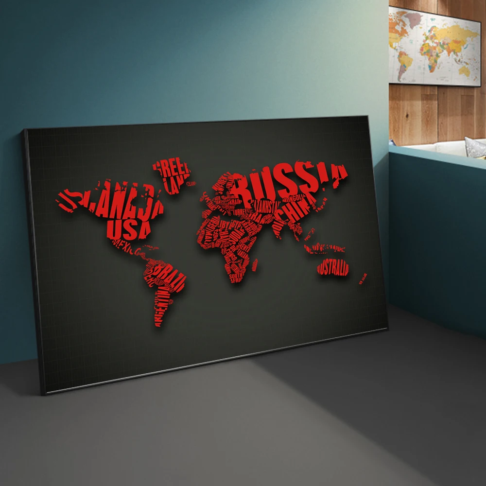 

Creative World Map Canvas Painting Vintage Poster Wall Sticker Card Alphabet map Cloth for Living Room Home Decoration