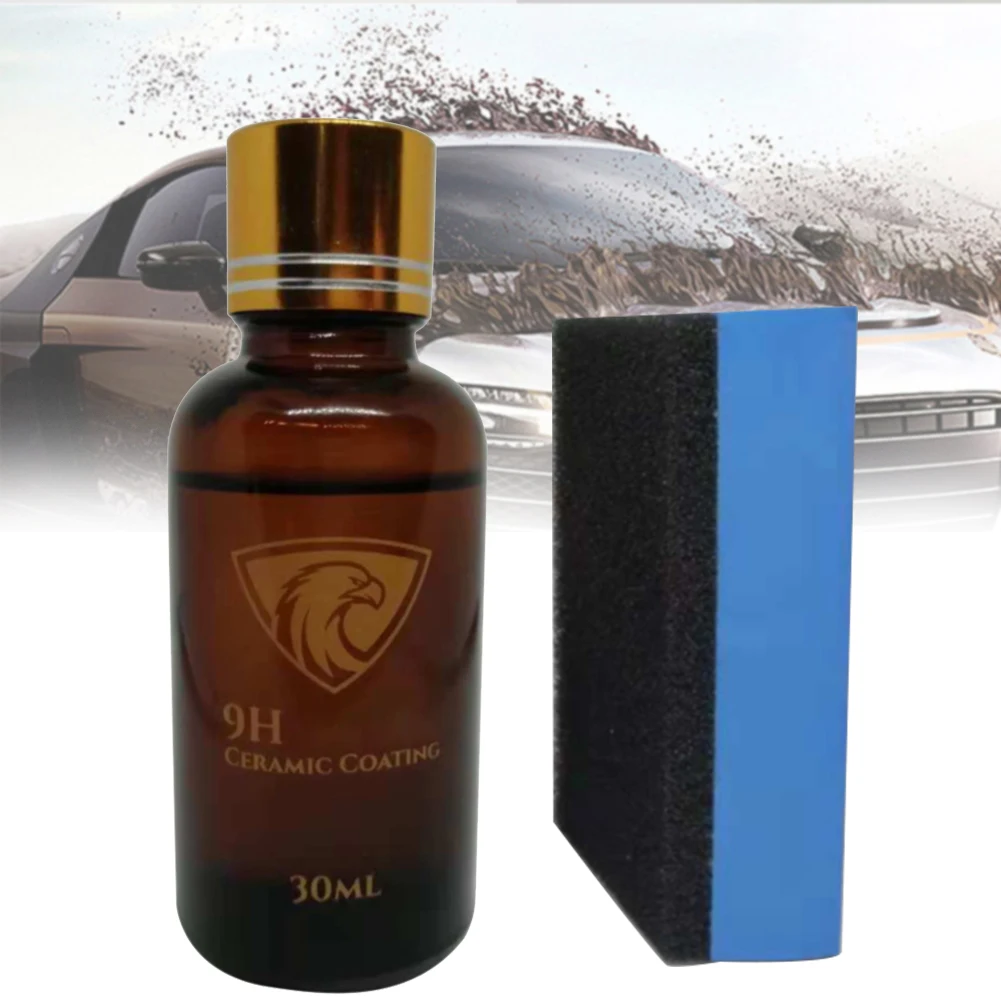 With Sponge 30ml Durability Car Glass Coating Auto Paint Care Anti Scratch Polish Liquid Super Hydrophobic 9H Hardness | Автомобили и
