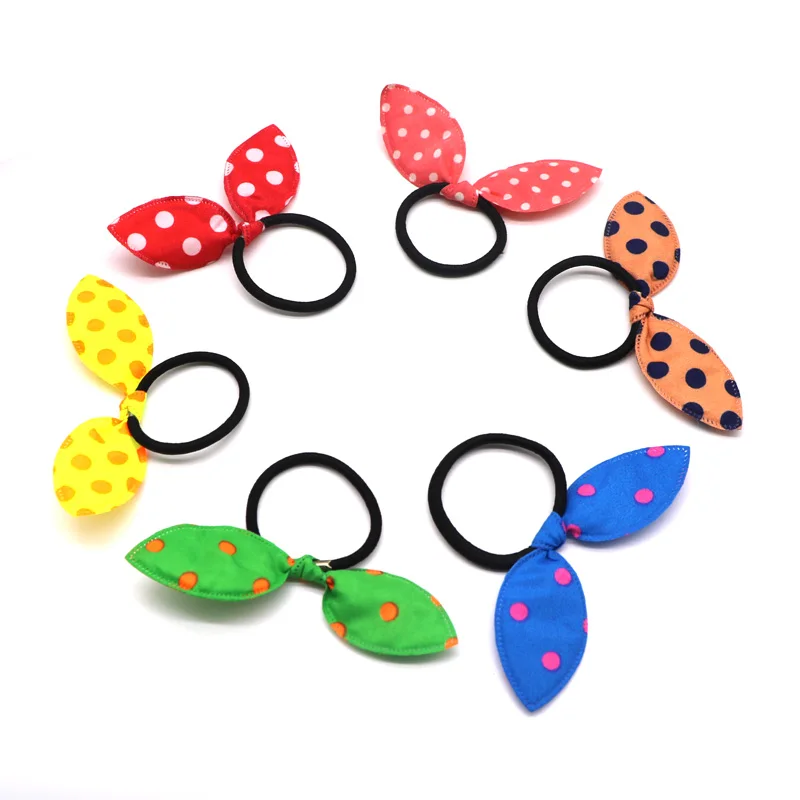 

100-40Pcs Children Cute Polka Dot Bow Elastic Hair Bands Girls Lovely Ponytail Scrunchies Rubber Bands Modeling Hair Accessories