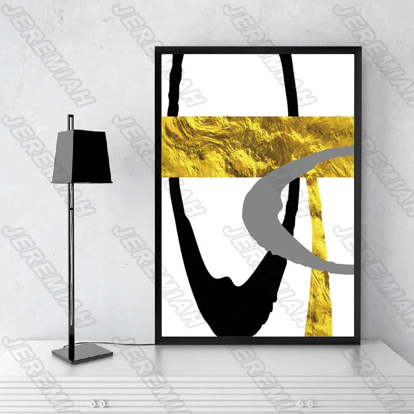 

Black and Yellow Line Combination Abstract Poster Nordic Style Wall Art Canvas Print Painting Modern Living Room Decoration